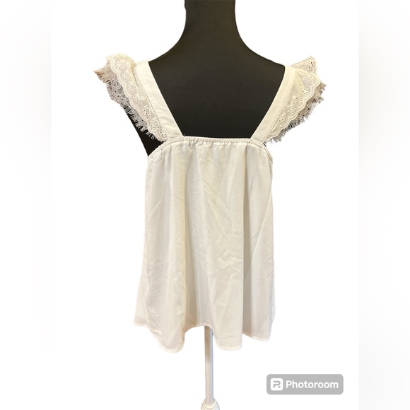 White Ruffle Sleeve Tank - Picture 2 of 4